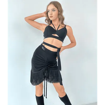 Latin Dance Skirt with Fringe Detailing