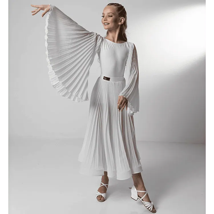 Ballroom Dance Bodysuit with Pleated Bell Sleeves — вигляд 2