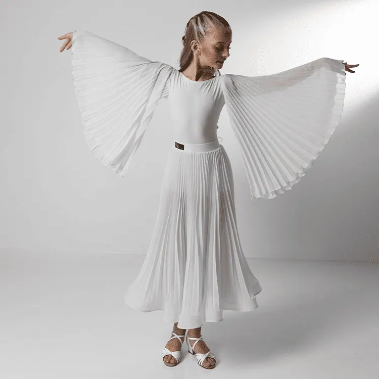Ballroom Dance Bodysuit with Pleated Bell Sleeves — вигляд 4