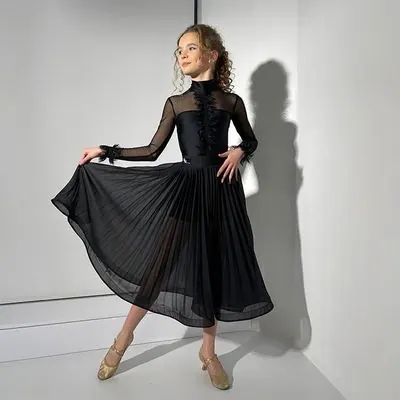 Women’s Ballroom Dance Skirt with Sheer Panels