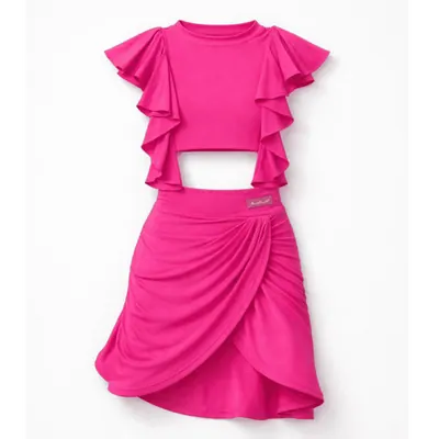 Dance Skirt with Asymmetric Cut – Pink