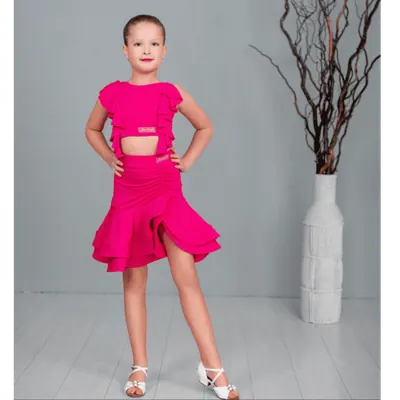 Girls’ Cropped Dance Top with Ruffles – Pink