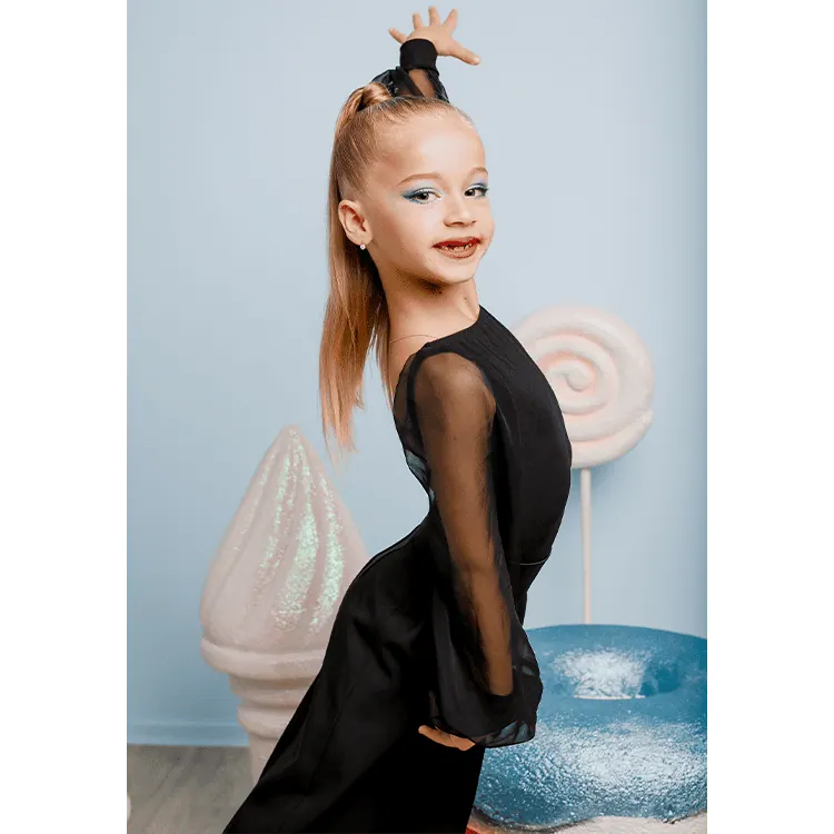 Girls’ Dance Bodysuit FDbody060 Black — вигляд 2
